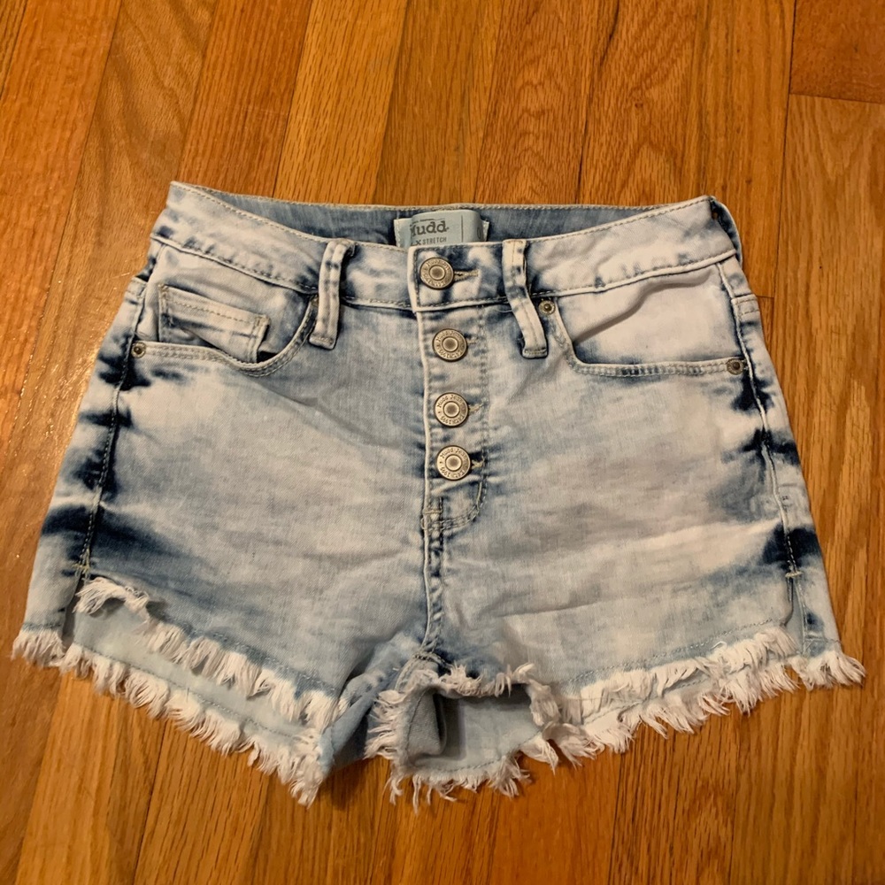 Mudd Jean High Rise Shorts Distressed Blue size 0